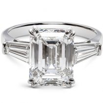 emerald cut diamond engagement ring with baguette side stones