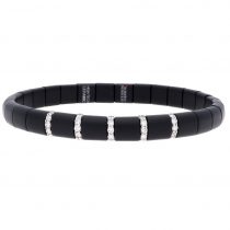 pura black matte ceramic and 5 bars white diamond bracelet