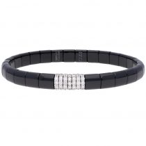 pura black polished ceramic and 7 bars white diamond bracelet
