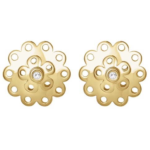 lace yellow gold earrings 2 diamonds
