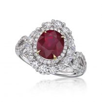 Pigeon blood ruby and white diamond ring